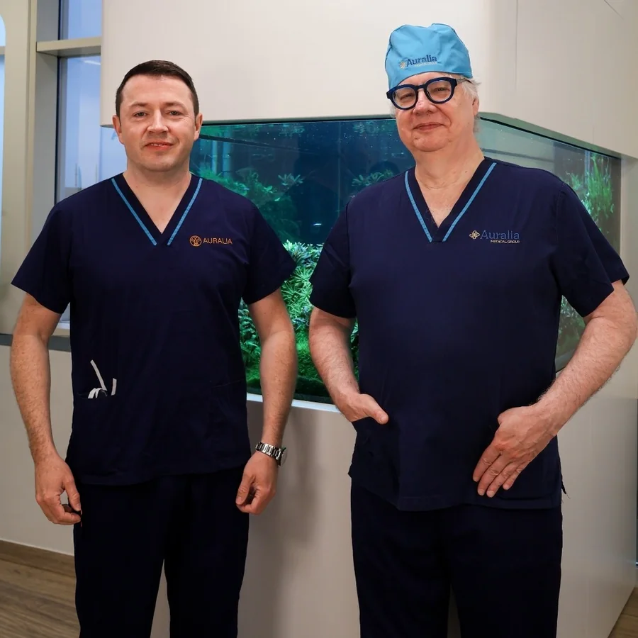 Dr John Loy and Professor Michel Gagner at Auralia Private Hospital